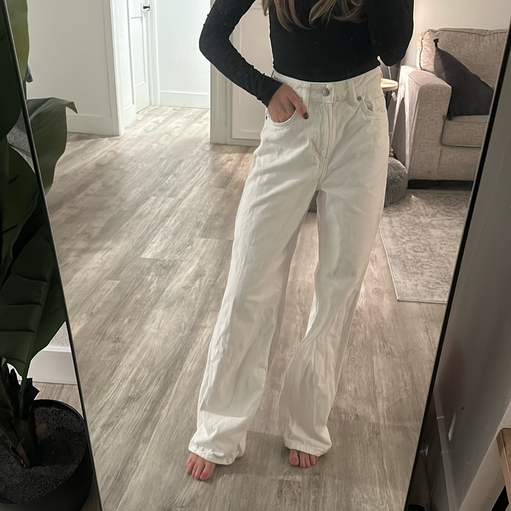 H&M White Wide Leg Jeans